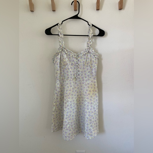 Zara Floral Mini Dress - Cream and Purple - Picture 1 of 4